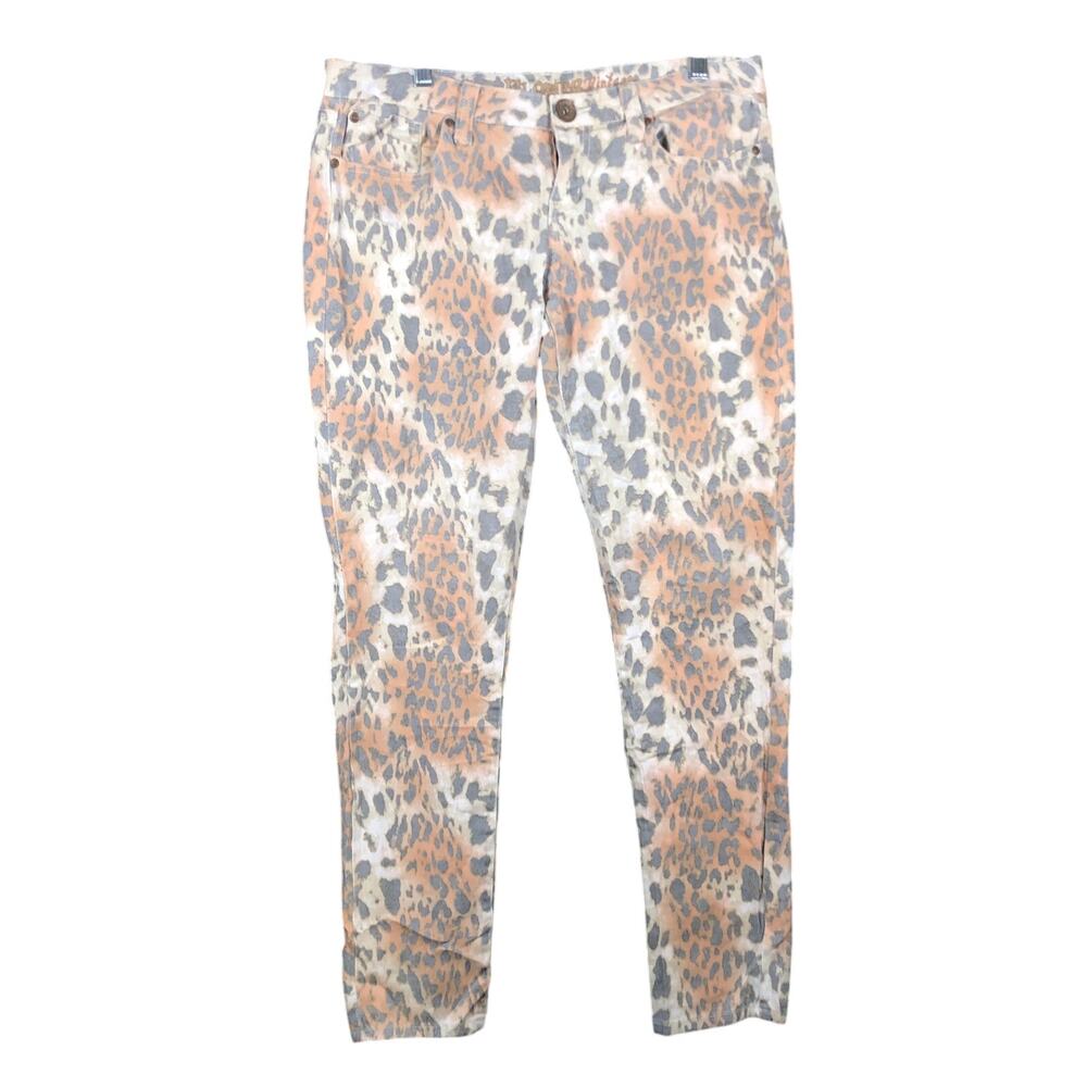 Wallflower Vintage Denim Womens Jeans Multicolored Leopard Mid Rise Stretch 11